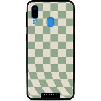 Pouzdro na mobilní telefon Lesklý kryt Mobiwear Glossy - Samsung Galaxy A40 - GA58G Zelená a béžová šachovnice (Prémiové lesklé pouzdro, obal, kryt Mobiwear Glossy na mobil Samsung Galaxy A40 - GA58G Zelená a béžová šachovnice, materiál Plast + TPU silikon - krytí po všech stranách