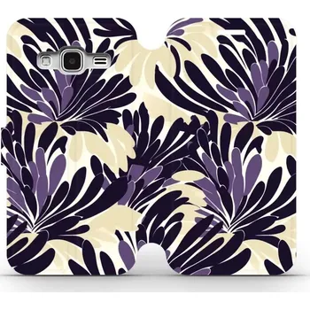 Pouzdro na mobilní telefon Flipové pouzdro Mobiwear - Samsung Galaxy J3 2016 - VA47S Fialová flóra (Knížkové flip pouzdro, obal, kryt na mobil Samsung Galaxy J3 2016 - VA47S Fialová flóra, materiál Umělá kůže + TPU - ochrana 360°, stojánek, silikonová vanička, magnetické zavírání)