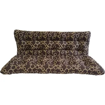 Zahradní nábytek Polstr a opěrka na zahradní houpačku - 130 cm - béžové kruhy - 130 cm