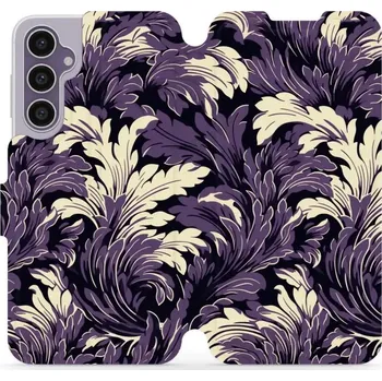 Pouzdro na mobilní telefon Flipové pouzdro Mobiwear - Samsung Galaxy S23 FE - VA46S Fialové rostliny (Knížkové flip pouzdro, obal, kryt na mobil Samsung Galaxy S23 FE - VA46S Fialové rostliny, materiál Umělá kůže + TPU - ochrana 360°, stojánek, silikonová vanička, magnetické zavírá