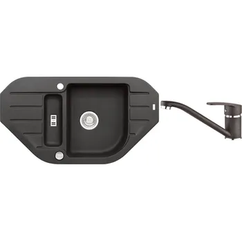 Kuchyňský dřez Alveus Set Niagara 60 Granitový dřez rohový 900x500 mm + baterie Nina, černá, SETA155