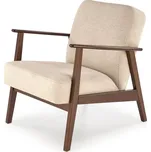Designové křeslo MILANO — masiv, látka, tmavý ořech / béžová Halmar