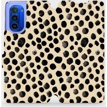 Pouzdro na mobilní telefon Flipové pouzdro Mobiwear - Motorola Moto G51 5G - VA50S Černé puntíky (Knížkové flip pouzdro, obal, kryt na mobil Motorola Moto G51 5G - VA50S Černé puntíky, materiál Umělá kůže + TPU - ochrana 360°, stojánek, silikonová vanička, magnetické zavírání)