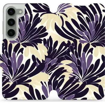 Pouzdro na mobilní telefon Flipové pouzdro Mobiwear - Samsung Galaxy S23 - VA47S Fialová flóra (Knížkové flip pouzdro, obal, kryt na mobil Samsung Galaxy S23 - VA47S Fialová flóra, materiál Umělá kůže + TPU - ochrana 360°, stojánek, silikonová vanička, magnetické zavírání)