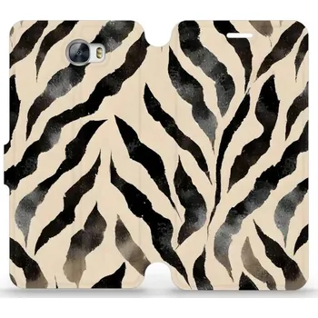 Pouzdro na mobilní telefon Flipové pouzdro Mobiwear - Huawei Y6 II Compact / Y5 II - VA53S Zebří (Knížkové flip pouzdro, obal, kryt na mobil Huawei Y6 II Compact / Y5 II - VA53S Zebří, materiál Umělá kůže + TPU - ochrana 360°, stojánek, silikonová vanička, magnetické zavírání)