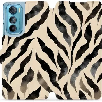 Pouzdro na mobilní telefon Flipové pouzdro Mobiwear - Motorola Edge 30 5G - VA53S Zebří (Knížkové flip pouzdro, obal, kryt na mobil Motorola Edge 30 5G - VA53S Zebří, materiál Umělá kůže + TPU - ochrana 360°, stojánek, silikonová vanička, magnetické zavírání)