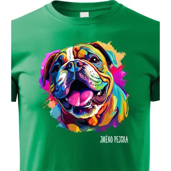 Chlapecké tričko Dětské tričko Anglický buldok, Barva Zelená, Velikost 134 cm/8 roků, Canvas Dětské tričko 2436