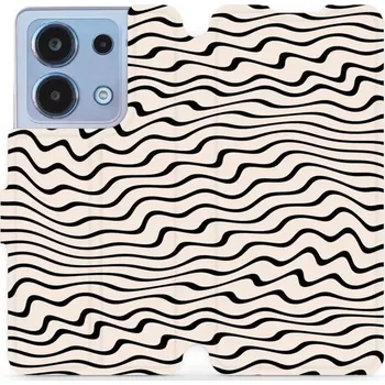 Pouzdro na mobilní telefon Flipové pouzdro Mobiwear - Xiaomi Redmi Note 13 4G - VA62S Vlnky na béžové (Knížkové flip pouzdro, obal, kryt na mobil Xiaomi Redmi Note 13 4G - VA62S Vlnky na béžové, materiál Umělá kůže + TPU - ochrana 360°, stojánek, silikonová vanička, magnetické)