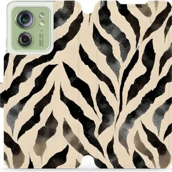 Pouzdro na mobilní telefon Flipové pouzdro Mobiwear - Motorola Edge 40 - VA53S Zebří (Knížkové flip pouzdro, obal, kryt na mobil Motorola Edge 40 - VA53S Zebří, materiál Umělá kůže + TPU - ochrana 360°, stojánek, silikonová vanička, magnetické zavírání)