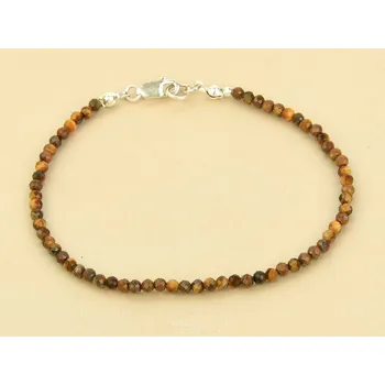 Náramek Náramek tygří oko broušené kuličky 2mm Ag 925/1000 zapínání (19-20cm)