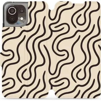 Pouzdro na mobilní telefon Flipové pouzdro Mobiwear - Xiaomi 11 Lite 5G NE / Xiaomi Mi 11 Lite - VA60S Linky (Knížkové flip pouzdro, obal, kryt na mobil Xiaomi 11 Lite 5G NE / Xiaomi Mi 11 Lite - VA60S Linky, materiál Umělá kůže + TPU - ochrana 360°, stojánek, silikonová vanička,)