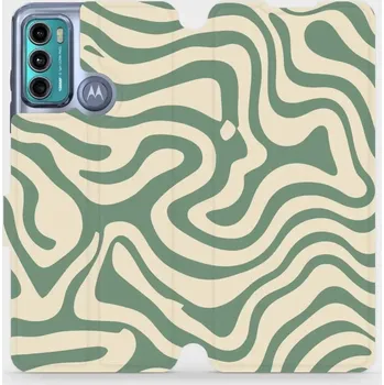 Pouzdro na mobilní telefon Flipové pouzdro Mobiwear - Motorola Moto G60 - VA57S Zelené a béžové zkrouceniny (Knížkové flip pouzdro, obal, kryt na mobil Motorola Moto G60 - VA57S Zelené a béžové zkrouceniny, materiál Umělá kůže + TPU - ochrana 360°, stojánek, silikonová vanička,)
