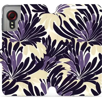 Pouzdro na mobilní telefon Flipové pouzdro Mobiwear - Samsung Galaxy Xcover 5 - VA47S Fialová flóra (Knížkové flip pouzdro, obal, kryt na mobil Samsung Galaxy Xcover 5 - VA47S Fialová flóra, materiál Umělá kůže + TPU - ochrana 360°, stojánek, silikonová vanička, magnetické zavírání