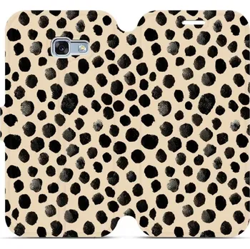 Pouzdro na mobilní telefon Flipové pouzdro Mobiwear - Samsung Galaxy A5 2017 - VA50S Černé puntíky (Knížkové flip pouzdro, obal, kryt na mobil Samsung Galaxy A5 2017 - VA50S Černé puntíky, materiál Umělá kůže + TPU - ochrana 360°, stojánek, silikonová vanička, magnetické zavírání)