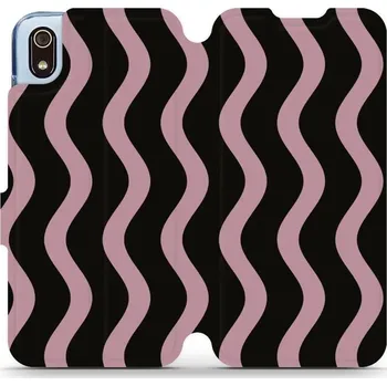 Pouzdro na mobilní telefon Flipové pouzdro Mobiwear - Xiaomi Redmi 7A - VA54S Fialové vlnky (Knížkové flip pouzdro, obal, kryt na mobil Xiaomi Redmi 7A - VA54S Fialové vlnky, materiál Umělá kůže + TPU - ochrana 360°, stojánek, silikonová vanička, magnetické zavírání)