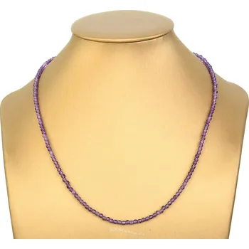 Náhrdelník Ametyst náhrdelník broušené kuličky 3mm Ag 925/1000 (cca 47cm)