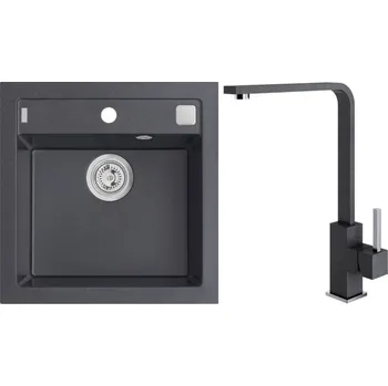 Granitový dřez Alveus Set Formic 20 Granitový dřez bez odkapu 520x510 mm + baterie Afra 91, černá, SETA20166