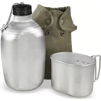 Kempingové nádobí Polní láhev Francie s pitítkem - orig. ZÁNOVNÍ (Polní láhev používaná Francouzskou Armádou.)