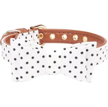 Obojek pro psa Kožený obojek pro psy a kočky s mašličkou - Bílý límec,S