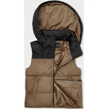 Dámská vesta Krátká dámská vesta s kapucí JSTYLE - Béžová Péřová Vesta, odstíny béžové M (38) i392_22875-47