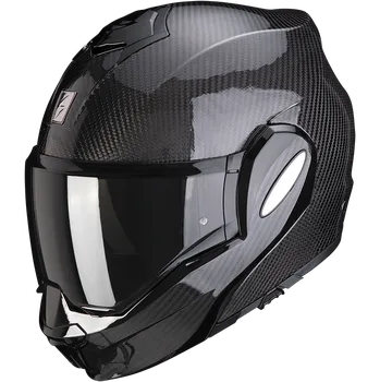 Helma na motorku Scorpion exo-tech evo carbon solid černá lesklá xs