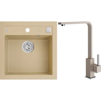 Granitový dřez Alveus Set Formic 20 Granitový dřez bez odkapu 520x510 mm + baterie Afra 55, béžová, SETA20164