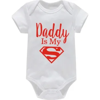 Kojenecké oblečení Superman Bavlněné kojenecké body s vtipným potiskem "Daddy is my Superman" (vel. 0-24 měs.) Barva: bílá + červený potisk, Velikost: 9-12 měsíců