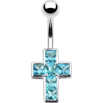 Piercing Šperky4U Stříbrný piercing do pupíku - křížek - BP01015-Q