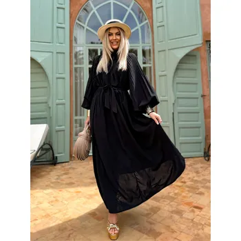 Dámské šaty Černé dlouhé maxi šaty RAHAM na zavazování Velikost: ONESIZE