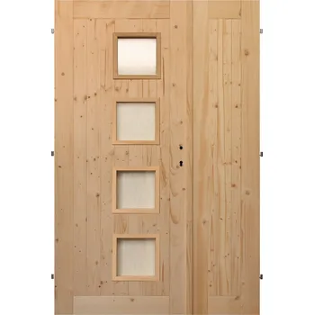 Interiérové dveře Palubkové dveře dvoukřídlé č.12 (šíře 160cm) (Masivní smrkové dveře)
