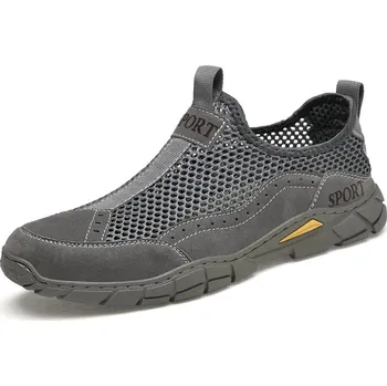 Pánské mokasíny Letní turistické boty se síťkou Barva: Šedá, Velikost: 40