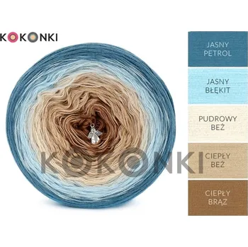 Příze Kokonki Classic B067 Hopeful - světle petrolejová, světle modrá, pudrově béžová, béžová, hnědá