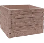 Betonový vyvýšený záhon 100 x 100 cm, výšky 75 cm, hnědý (dekor dřevo)