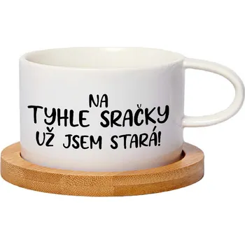 Hrnek makronka - Na tyhle sračky už jsem stará Barva hrnečku: Bílá