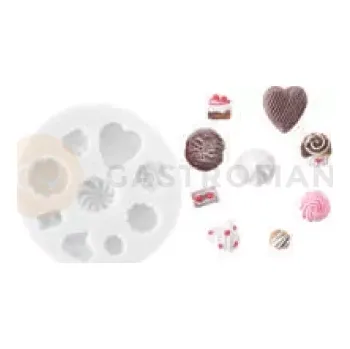 Kuchyňská sůl Silikonová forma na cukrovou hmotu ve tvaru sladkostí - SLK387, 25x23 mm | SILIKOMART, SugarFlex