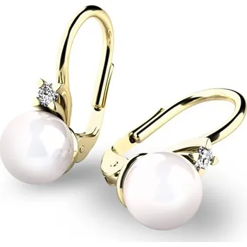 Náušnice Dámské náušnice perlové se zirkony 10889-ZL-ZIR-FW