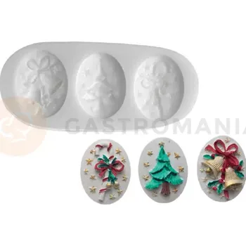 Kuchyňská sůl Silikonová forma na cukrovou hmotu ve tvaru vánočních figurek - SLK283, 38x29 mm | SILIKOMART, SugarFlex