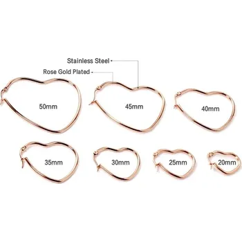 Náušnice Dámské srdíčkové náušnice - Růžové zlato,20mm