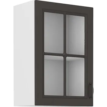 Kuchyňská skříňka LEMPERT Horní skříňka prosklená STELLA 17 (40 / 72 cm) grafit mat / bílý