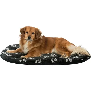Pelíšek pro psa TRIXIE Oválný polštář JIMMY, 70 x 47 cm, černý s tlapkami