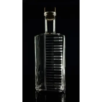 Sklenice lahev na kořalku 0,5l s klaviaturou - ručně ryté (broušené) dárková krabička, dárek pro hudebníka