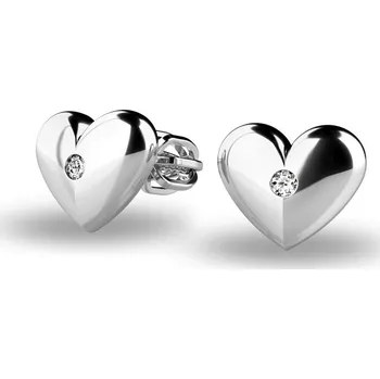 Náušnice Dámské náušnice žluté zlato 585/1000 srdíčka se zirkony 140019-B-ZIR