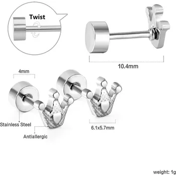 Náušnice Dívčí náušnice z nerezové oceli - koruna - 496,1 pár