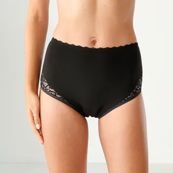 Dámská móda Sada 2 vysokých menstruačních kalhotek na den a noc černá 38/40