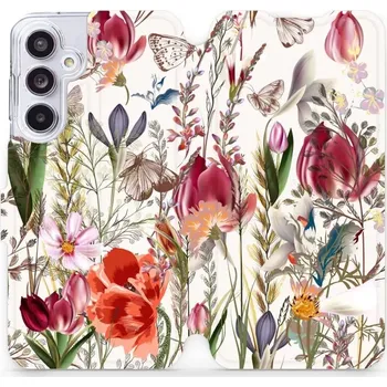 Pouzdro na mobilní telefon Flipové pouzdro Mobiwear - Samsung Galaxy A55 5G - MP01S Rozkvetlá louka (Knížkové flip pouzdro, obal, kryt na mobil Samsung Galaxy A55 5G - MP01S Rozkvetlá louka, materiál Umělá kůže + TPU - ochrana 360°, stojánek, silikonová vanička, magnetické zavírání