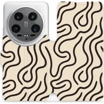 Pouzdro na mobilní telefon Flipové pouzdro Mobiwear - Xiaomi 14 Ultra 5G - VA60S Linky (Knížkové flip pouzdro, obal, kryt na mobil Xiaomi 14 Ultra 5G - VA60S Linky, materiál Umělá kůže + TPU - ochrana 360°, stojánek, silikonová vanička, magnetické zavírání)