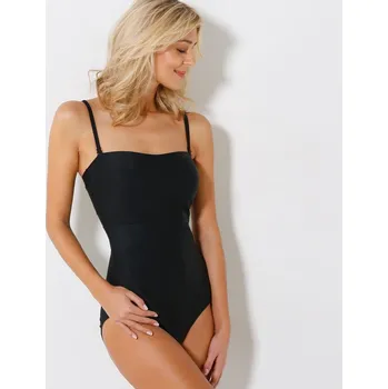 Dámské plavky Jednodílné plavky s odnímatelnými ramínky a zeštíhlujícím efektem černá 48