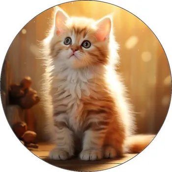 Jedlá dekorace na dort Jedlý papír kotě zrzavé 19,5cm