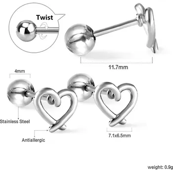 Náušnice Dívčí náušnice z nerezové oceli - duté srdce,1 pár