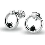Dámské náušnice žluté zlato 585/1000 kroužky s černé zirkony kameny 140022-B-ZIR-Black